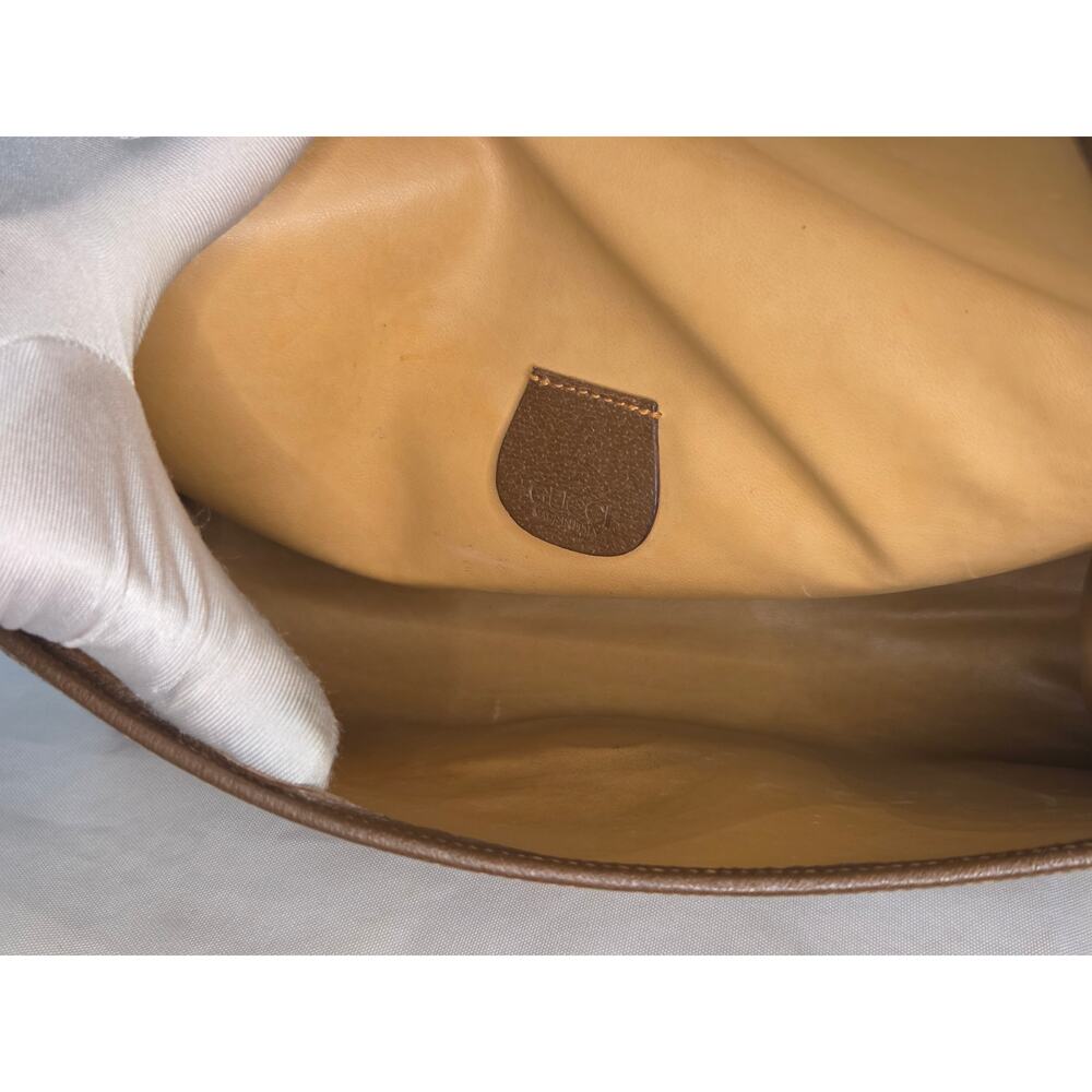 Gucci GG Supreme Clutch Bag Monogram Canvas Brown Leather Vintage Ophidia - Picture 12 of 15